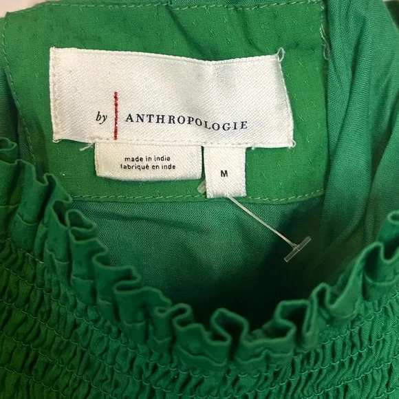 Anthropologie Embroidered Floral Green Strapless Ruffled Maxi Dress Size Medium - Picture 7 of 11